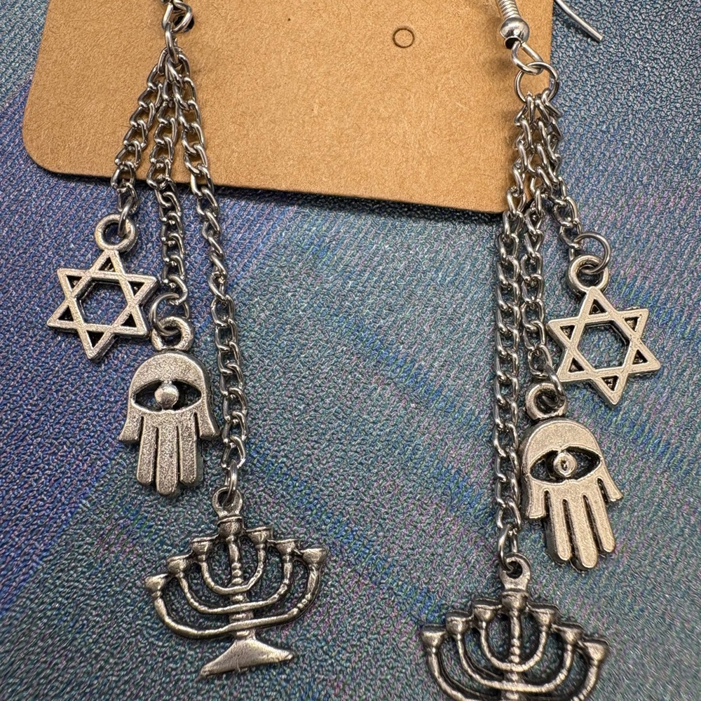 Silver Charm Dangle Earrings